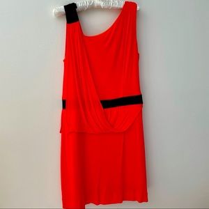 NWOT Milly Dress Mini Red-Orange Leather Trim